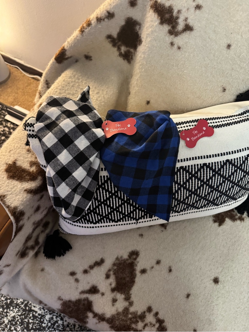 Black & Blue Buffalo Plaid Dog Bandana Set